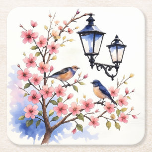Cherry Blossom Square Paper Coaster