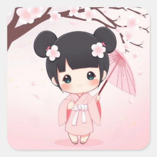Cherry Blossom Square Sticker