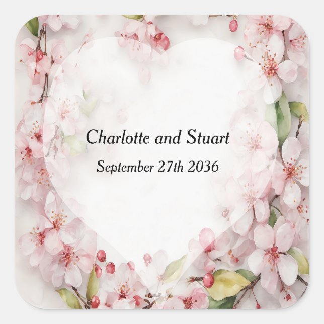 Cherry Blossom Square Sticker (Front)