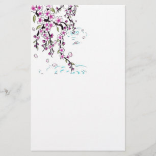 cherry blossom stationary paper