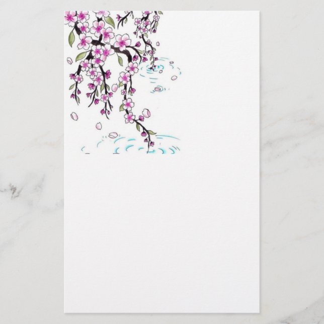 cherry blossom stationary paper (Front)