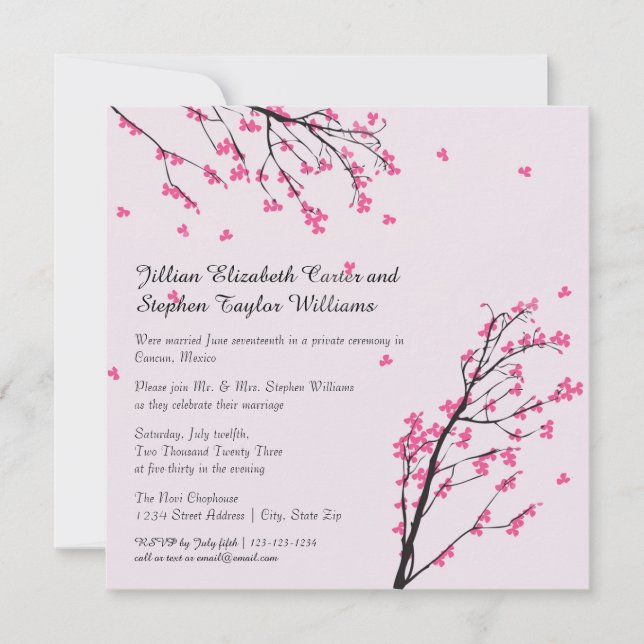 Cherry Blossom Stem - Wedding Announcement (Front)