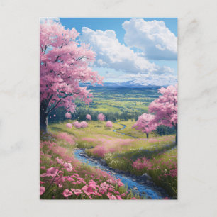 Cherry Blossom Stream Postcard