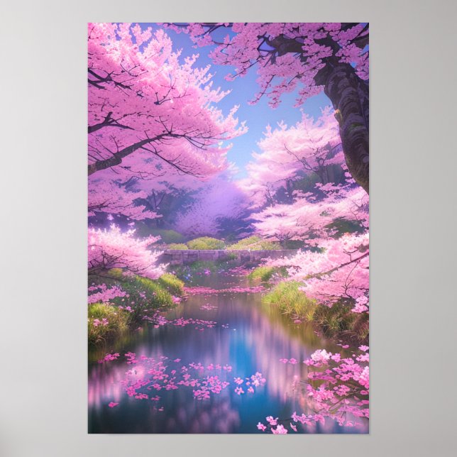Cherry Blossom Stream Poster (Front)