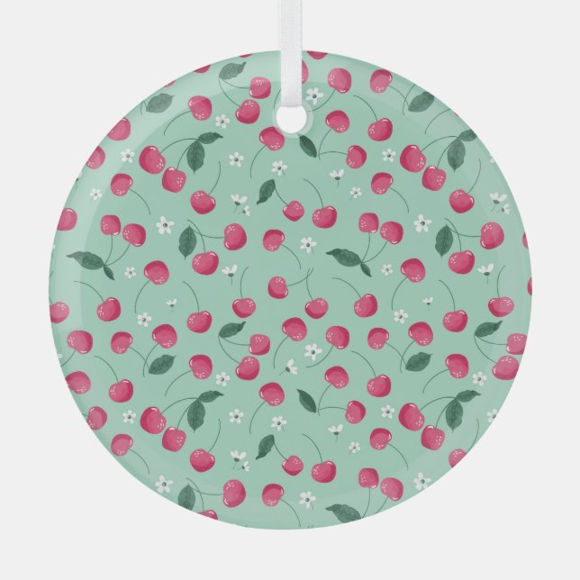 Cherry Blossom: Summer Festive Design Glass Tree Decoration (Front)
