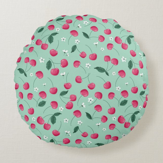 Cherry Blossom: Summer Festive Design Round Cushion (Front)