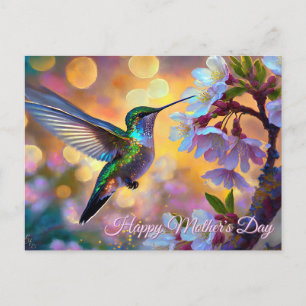 Cherry Blossom Sunrise Mother's Day Hummingbird Postcard