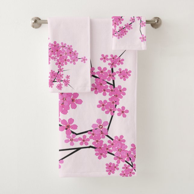 Cherry Blossom Super Pale Pink Towel Set (Insitu)