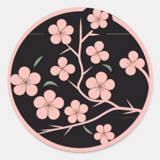 Cherry blossom symbol, minimalism, pink classic round sticker