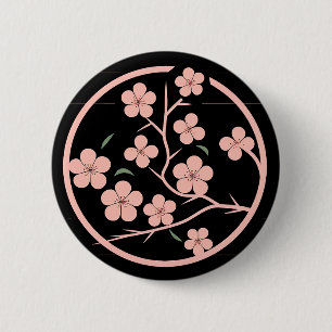 Cherry blossom symbol, minimalism, pink, Japanese  6 Cm Round Badge