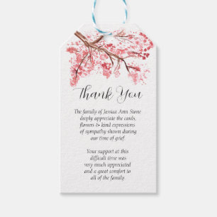 Cherry Blossom Sympathy Floral Funeral Thank you Gift Tags