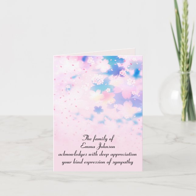 Cherry Blossom Sympathy Thank You Card (Front)