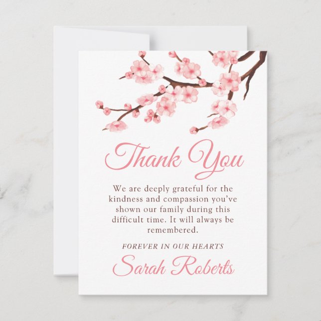 Cherry Blossom Sympathy Thank You Note Card (Front)