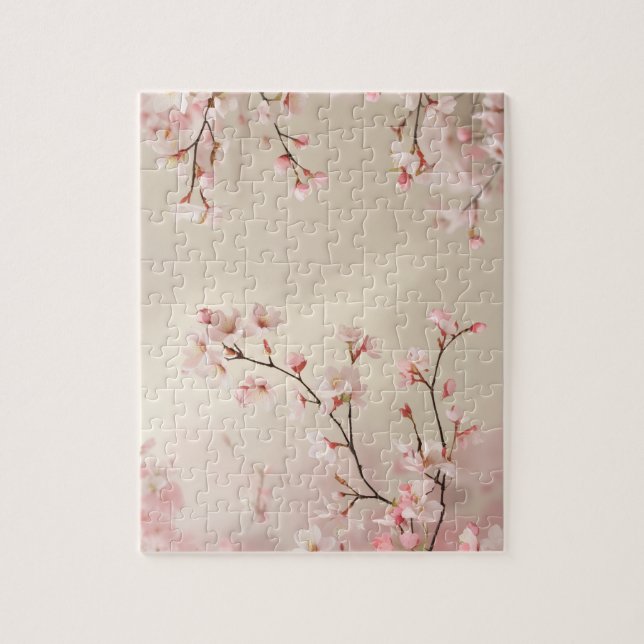 Cherry Blossom Tan Background Puzzle (Vertical)