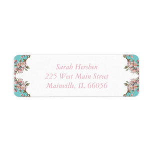 Cherry Blossom Teal Retro Vintage Baby Shower