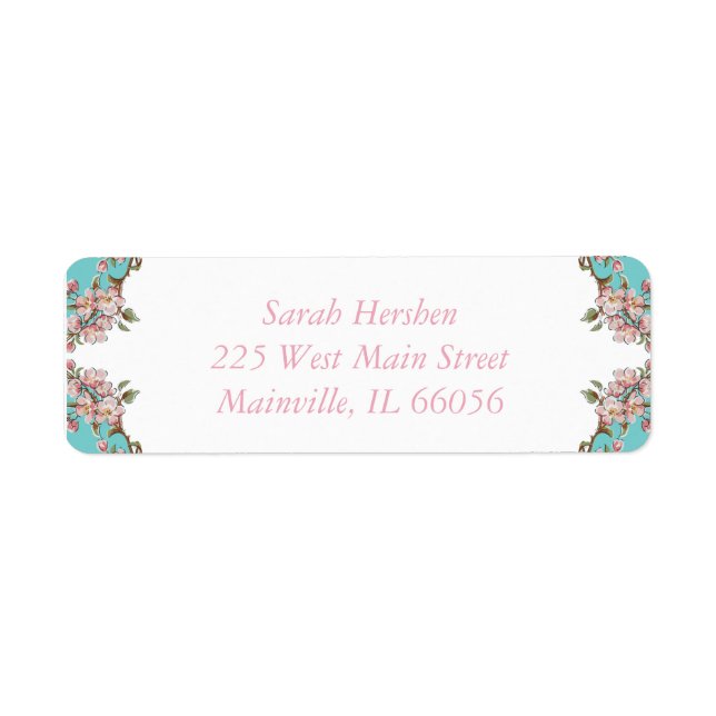 Cherry Blossom Teal Retro Vintage Baby Shower (Front)