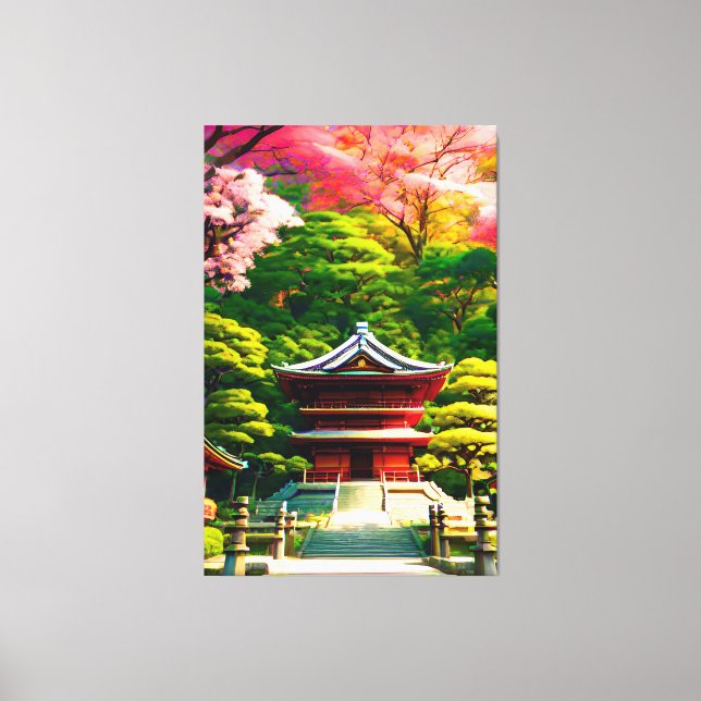 Cherry Blossom Temple  Canvas Print (Front)