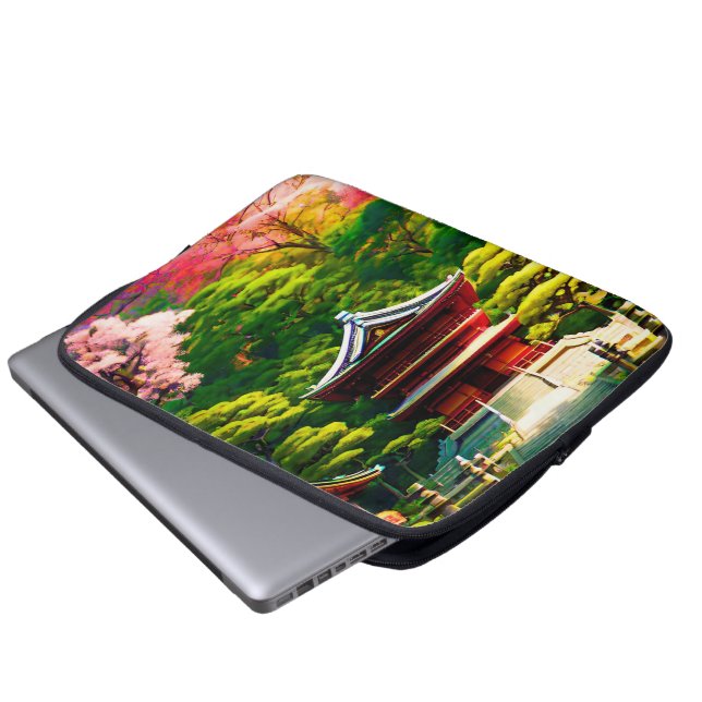 Cherry Blossom Temple  Laptop Sleeve (Front Bottom)