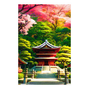 Cherry Blossom Temple  Photo Print