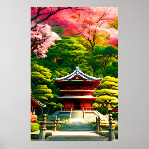 Cherry Blossom Temple  Poster