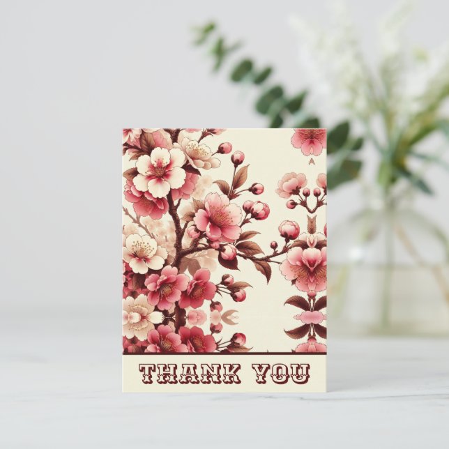 Cherry Blossom Thank You Card (Standing Front)
