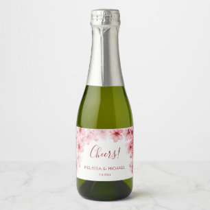 Cherry Blossom Thank You Wedding Favour Sparkling Wine Label