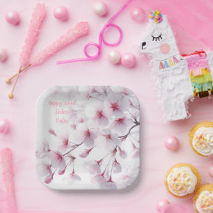 Cherry Blossom Themed Personalised Paper Plate