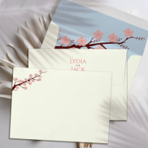 Cherry Blossom Themed Wedding Invitation