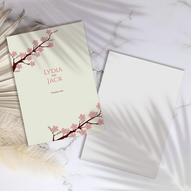 Cherry Blossom Themed Wedding Thank You Card (Creator Uploaded)