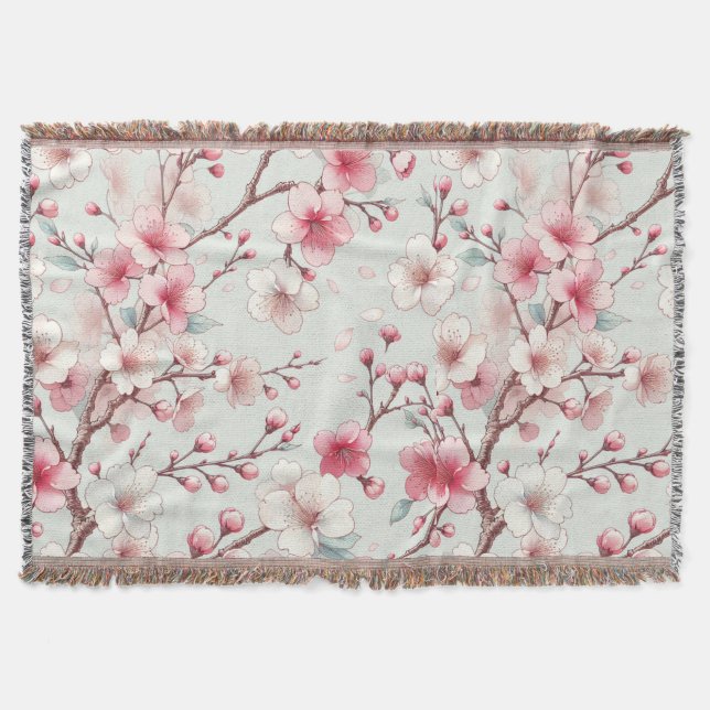 Cherry Blossom Throw Blanket (Front)