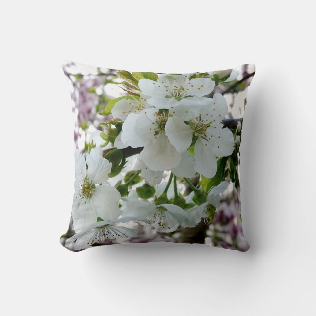Cherry Blossom Throw Pillow (Front)