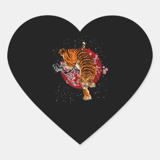 Cherry Blossom Tiger Heart Sticker