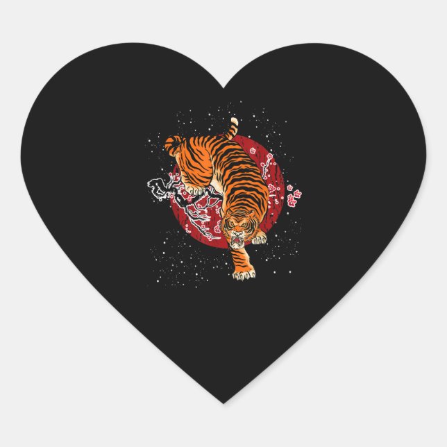 Cherry Blossom Tiger Heart Sticker (Front)
