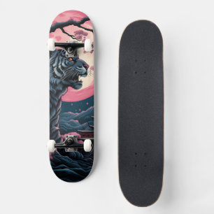 Cherry Blossom Tiger Japanese Art Skateboard