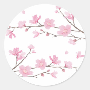 Cherry Blossom - Transparent-Background Classic Round Sticker