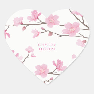 Cherry Blossom - Transparent-Background Heart Sticker