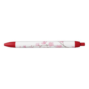 Cherry Blossom - Transparent Background Red Ink Pen