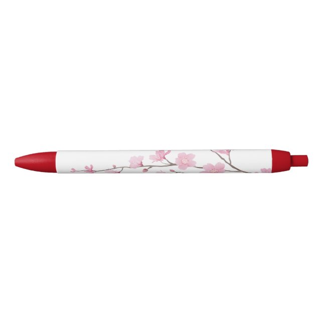 Cherry Blossom - Transparent Background Red Ink Pen (Front)