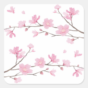 Cherry Blossom - Transparent-Background Square Sticker