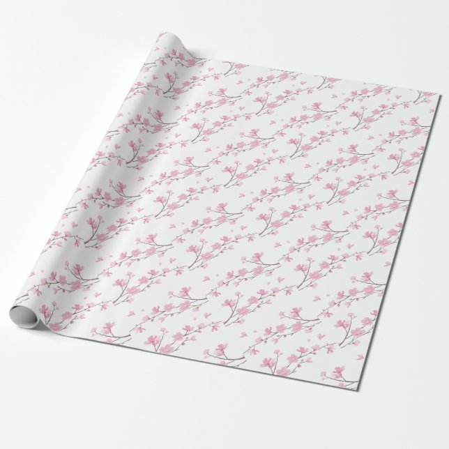 Cherry Blossom - Transparent-Background Wrapping Paper (Unrolled)