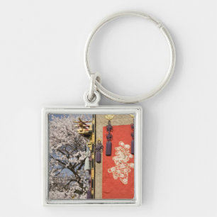 Cherry blossom tree and silk tapestry of key ring