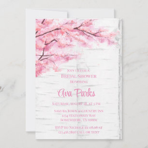 Cherry Blossom Tree Bark Bridal Shower Invitation
