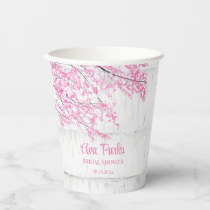 Cherry Blossom Tree Bark Bridal Shower Paper Cups