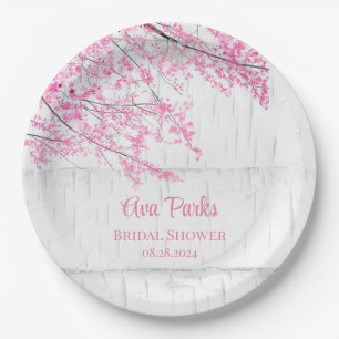 Cherry Blossom Tree Bark Bridal Shower Paper Plate