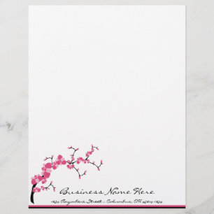 Cherry Blossom Tree Branch Letterhead Design 1