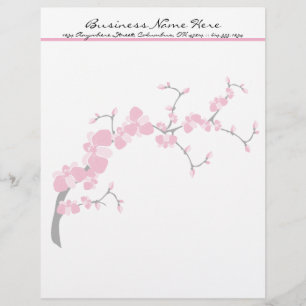 Cherry Blossom Tree Branch Letterhead Design 2