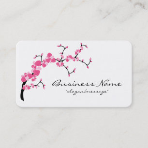 Cherry Blossom Tree Branch Rounded Business Card