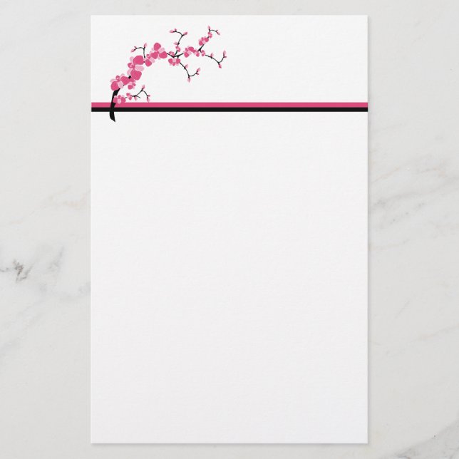 Cherry Blossom Tree Branch Stationery Design 4 (Front)