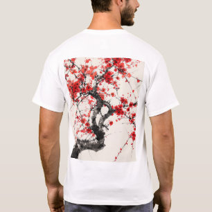 Cherry Blossom Tree Chinese Ink Painting T-Shirt