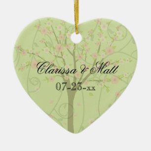 Cherry Blossom Tree Custom Heart Keepsake Ornament